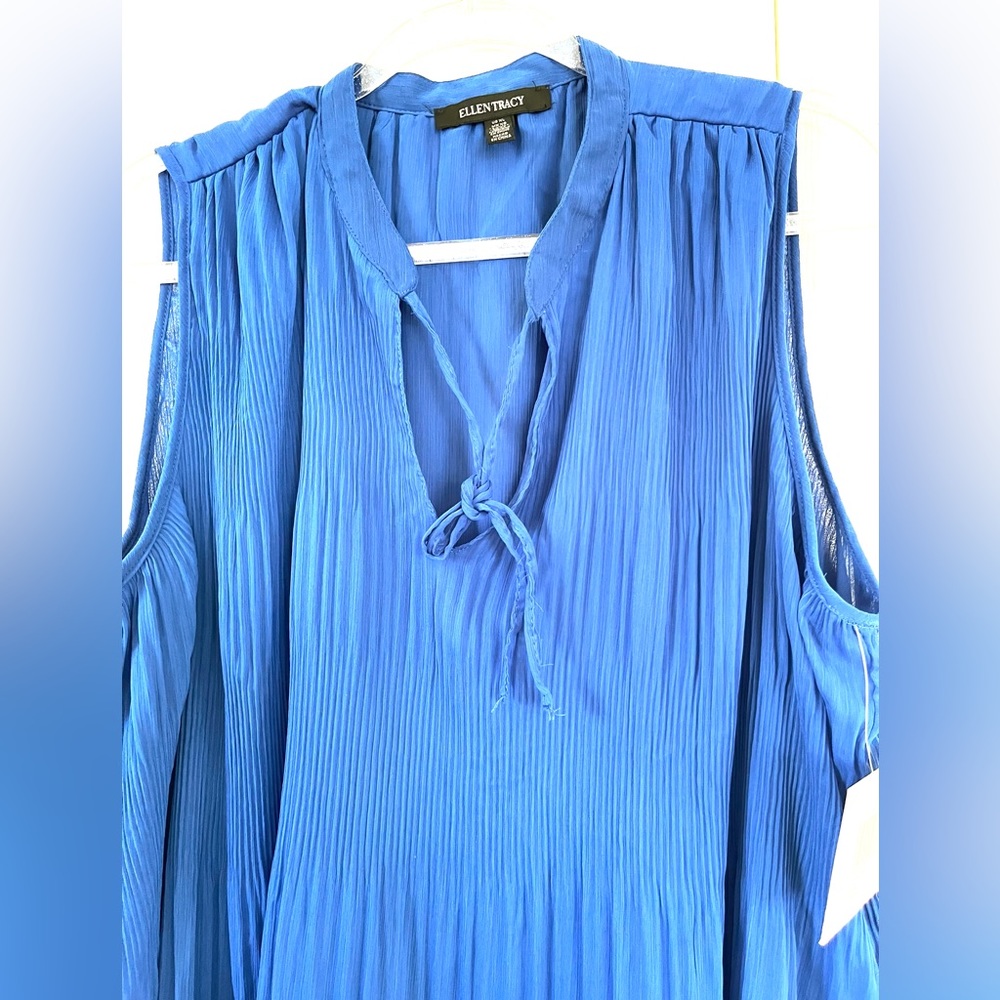 Ellen Tracy Cobalt Sleeveless Pleat & Release Top sz XL - Picture 6 of 13